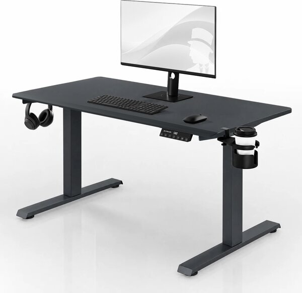 Elektrický stůl s nastavením výšky ergonomický antracitový,1200x600 mm: ARIA
