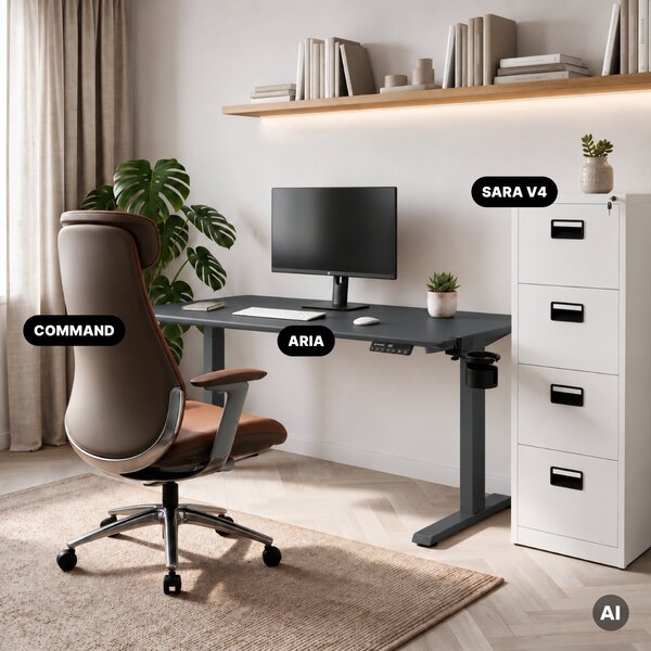 Elektrický stůl s regulací výšky ergonomický antracitový,1400x700 mm: ARIA