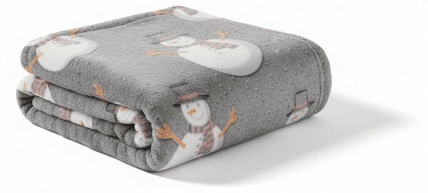 Svítící vánoční mikroplyšová deka SNOW BUDDY, šedá Rozměr: 150 x 200 cm