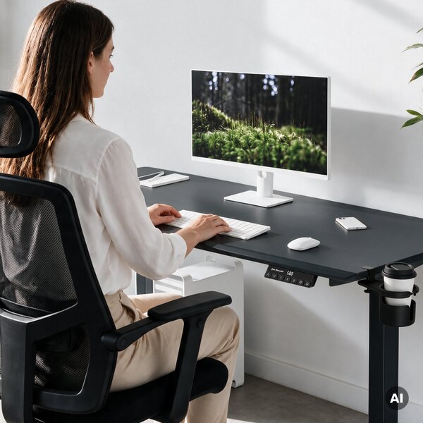 Elektrický stůl s regulací výšky ergonomický antracitový,1400x700 mm: ARIA
