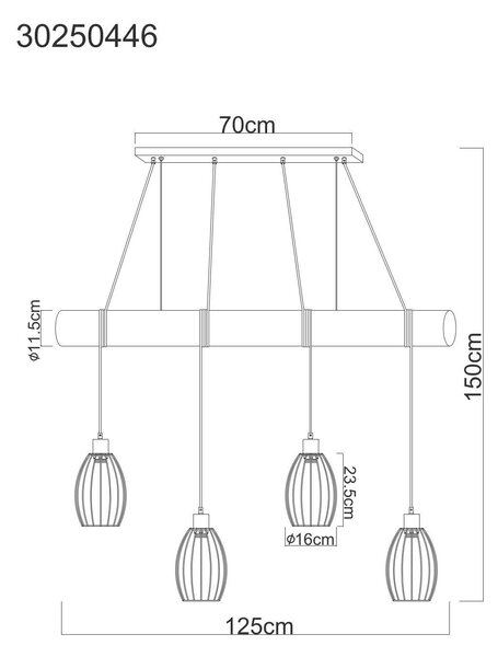 ZÁVĚSNÉ SVÍTIDLO, 125/16/150 cm Globo - Online Only svítidla, Online Only