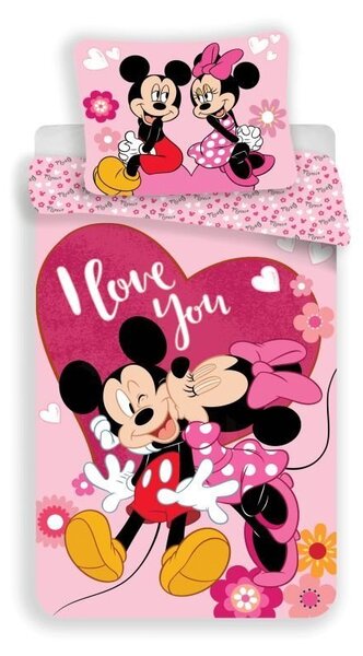 JERRY FABRICS Povlečení Mickey a Minnie Kiss Polyester 140/200, 70/90 cm