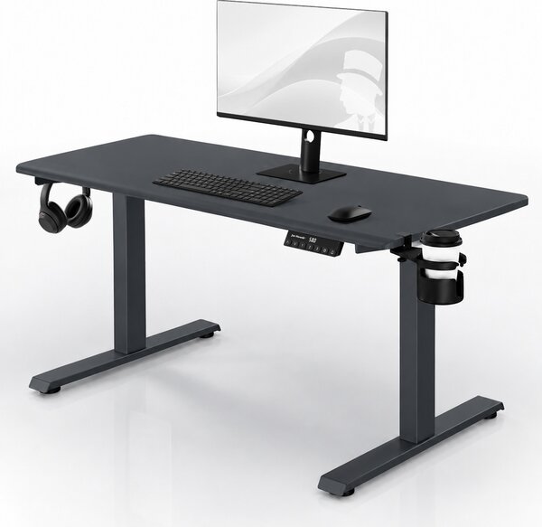 Elektrický stůl s regulací výšky ergonomický antracitový,1400x700 mm: ARIA