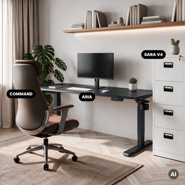 Elektrický stůl s regulací výšky ergonomický antracitový,1600x800 mm: ARIA