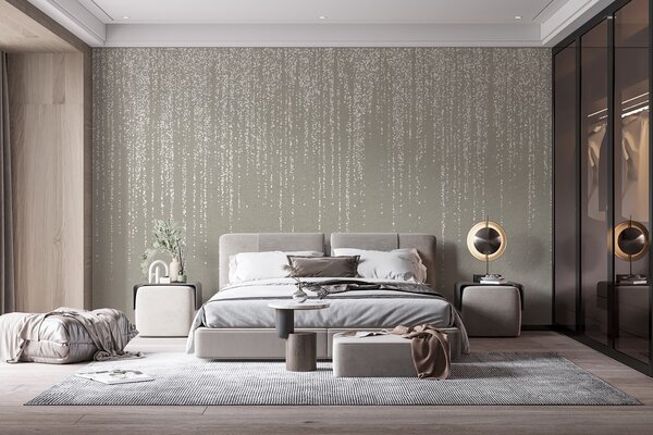 Fototapety Vertikální elegantní potisk tečkovaného věnce na béžovém texturovaném pozadí,, Fototapety 3D, Fototapety 3d listí, w08470 : uwalls.cz