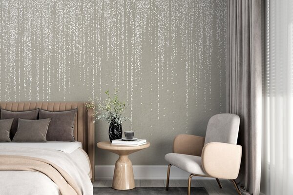 Fototapety Vertikální elegantní potisk tečkovaného věnce na béžovém texturovaném pozadí,, Fototapety 3D, Fototapety 3d listí, w08470 : uwalls.cz