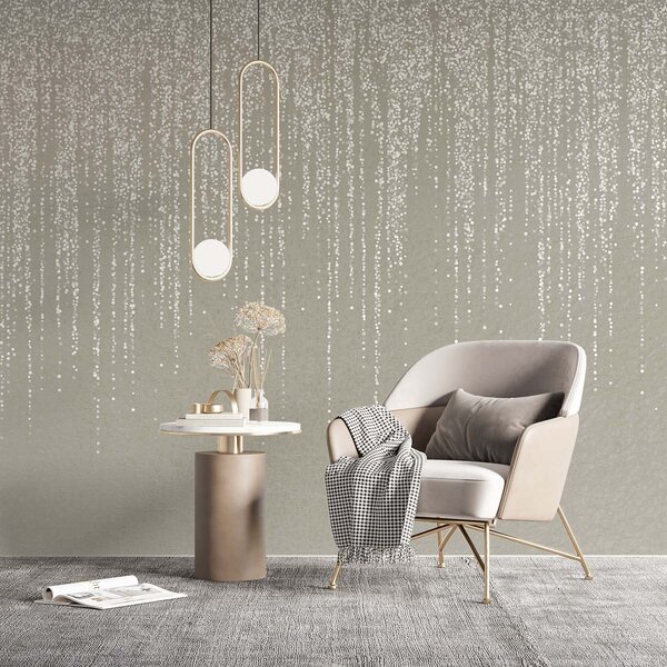 Fototapety Vertikální elegantní potisk tečkovaného věnce na béžovém texturovaném pozadí,, Fototapety 3D, Fototapety 3d listí, w08470 : uwalls.cz