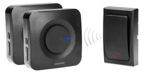 Bezdrátový zvonek 230V 2x, 36 zvonění, bezbateriový, černý