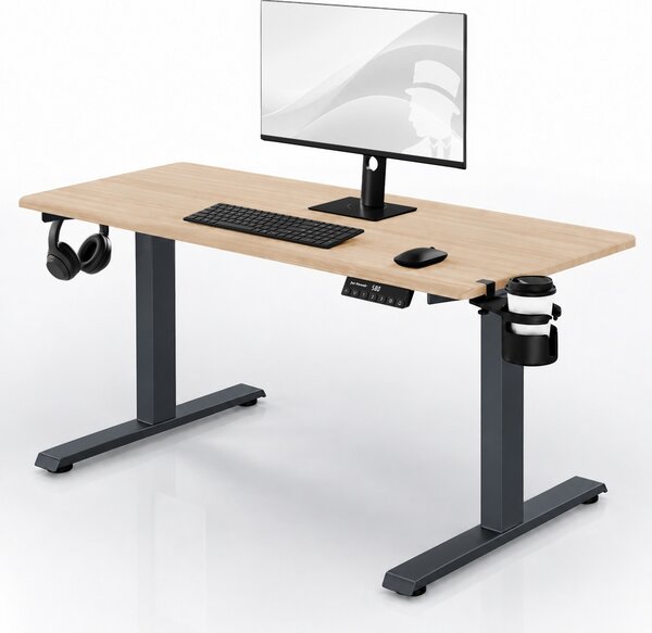 Elektrický stůl s regulací výšky ergonomický antracitový/dub sonoma,1400x700 mm: ARIA