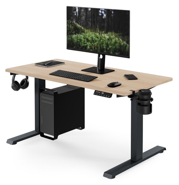 Elektrický stůl s regulací výšky ergonomický antracitový/dub sonoma,1200x600 mm: ARIA