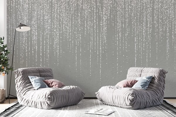 Fototapety Vertikální elegantní potisk tečkovaného věnce na šedém texturovaném pozadí, který vytváří, Fototapety designové, w08470v1 : uwalls.cz