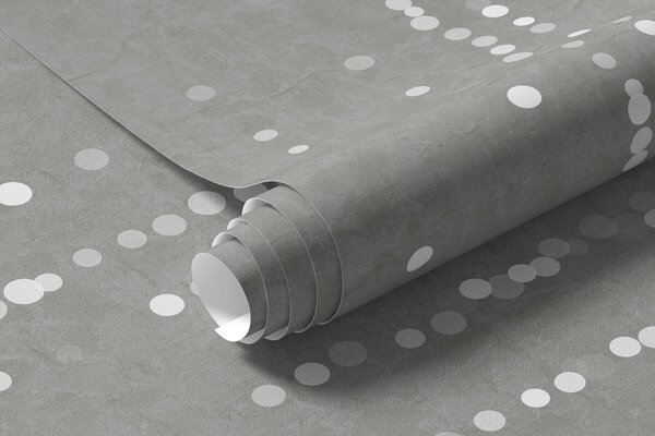 Fototapety Vertikální elegantní potisk tečkovaného věnce na šedém texturovaném pozadí, který vytváří, Fototapety designové, w08470v1 : uwalls.cz