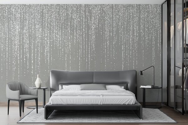 Fototapety Vertikální elegantní potisk tečkovaného věnce na šedém texturovaném pozadí, který vytváří, Fototapety designové, w08470v1 : uwalls.cz