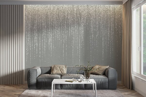 Fototapety Vertikální elegantní potisk tečkovaného věnce na šedém texturovaném pozadí, který vytváří, Fototapety designové, w08470v1 : uwalls.cz