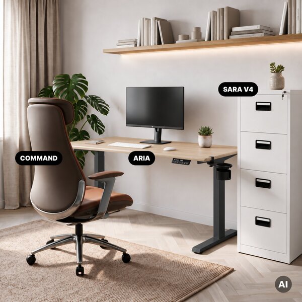 Elektrický stůl s regulací výšky ergonomický antracitový/dub sonoma,1400x700 mm: ARIA