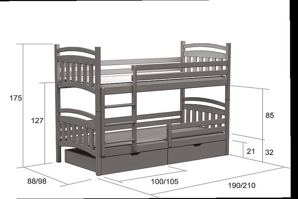 BRADOP Patrová dvojpostel MATÝSEK 80x190 masiv