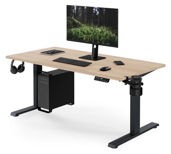 Elektrický stůl s regulací výšky ergonomický antracitový/dub sonoma,1400x700 mm: ARIA