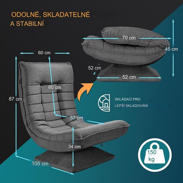 FurniGO Relaxační křeslo - šedé