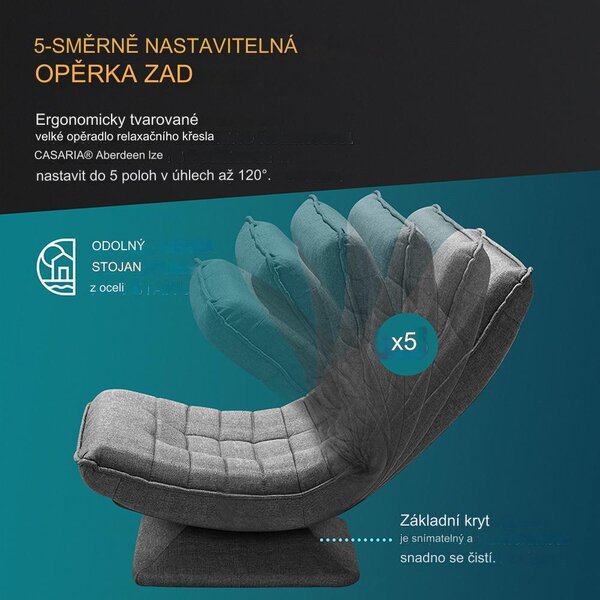 FurniGO Relaxační křeslo - šedé