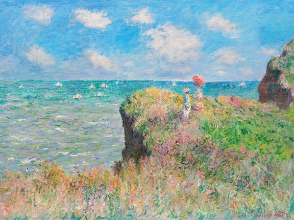 Obrazová reprodukce Cliff Walk at Pourville - Claude Monet, (40 x 30 cm)