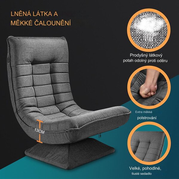 FurniGO Relaxační křeslo - šedé