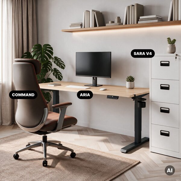 Elektrický stůl s regulací výšky ergonomický antracitový/dub sonoma,1600x800 mm: ARIA