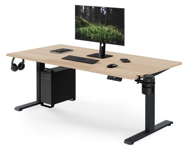 Elektrický stůl s regulací výšky ergonomický antracitový/dub sonoma,1600x800 mm: ARIA
