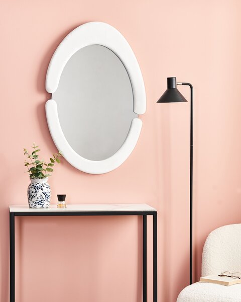 Zrcadlo MASSAY 53 cm 90 cm Umělý samet Bílá