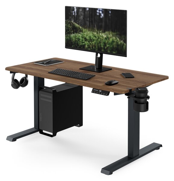Elektrický stůl s regulací výšky ergonomický antracitový/ořech,1200x600 mm: ARIA