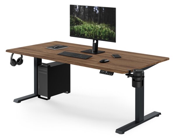 Elektrický stůl s regulací výšky ergonomický antracitový/ořech,1600x800 mm: ARIA