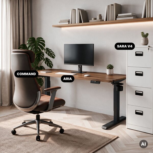 Elektrický stůl s regulací výšky ergonomický antracitový/ořech,1600x800 mm: ARIA