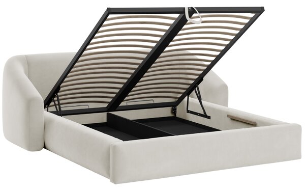 -25 % Dny MOMENTI– Cosmopolitan Design Světle béžová sametová dvoulůžková postel Campi 160 x 200 cm s úložným prostorem
