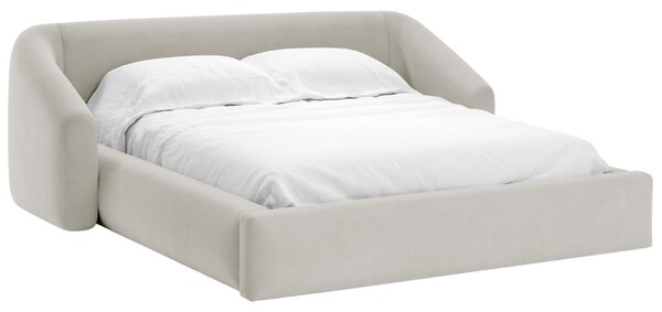 -25 % Dny MOMENTI– Cosmopolitan Design Světle béžová sametová dvoulůžková postel Campi 160 x 200 cm s úložným prostorem