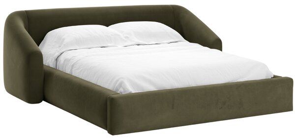 -25 % Dny MOMENTI– Cosmopolitan Design Zelená sametová dvoulůžková postel Campi 160 x 200 cm s úložným prostorem
