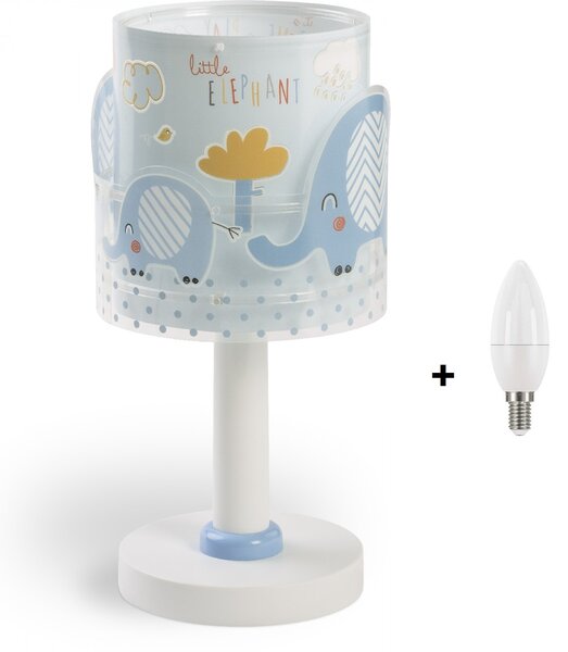 Dalber 61331T LITTLE ELEPHANT - Dětská stolní lampička v modré barvě + Dárek LED žárovka (Stolní lampička pro kluka se slonama)