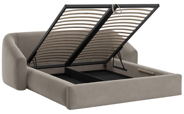 -25 % Dny MOMENTI– Cosmopolitan Design Hnědá sametová dvoulůžková postel Campi 160 x 200 cm s úložným prostorem