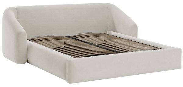-25 % Dny MOMENTI– Cosmopolitan Design Světle béžová sametová dvoulůžková postel Campi 160 x 200 cm s úložným prostorem
