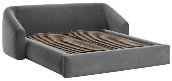 -25 % Dny MOMENTI– Cosmopolitan Design Šedá sametová dvoulůžková postel Campi 160 x 200 cm s úložným prostorem