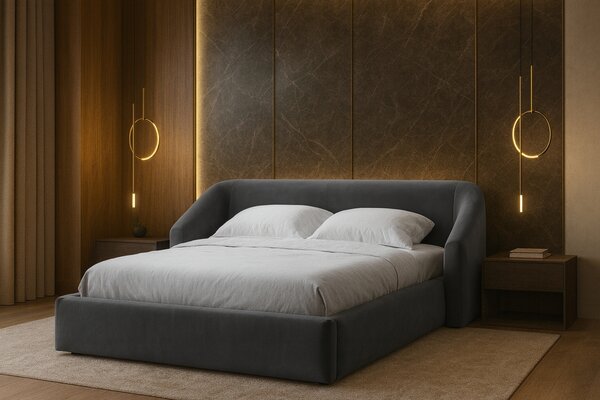 -25 % Dny MOMENTI– Cosmopolitan Design Šedá sametová dvoulůžková postel Campi 160 x 200 cm s úložným prostorem