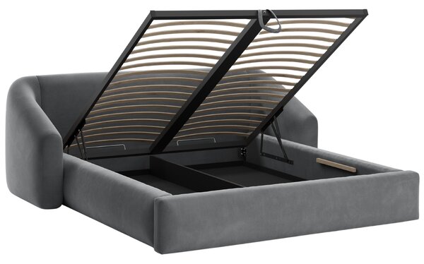 -25 % Dny MOMENTI– Cosmopolitan Design Šedá sametová dvoulůžková postel Campi 160 x 200 cm s úložným prostorem