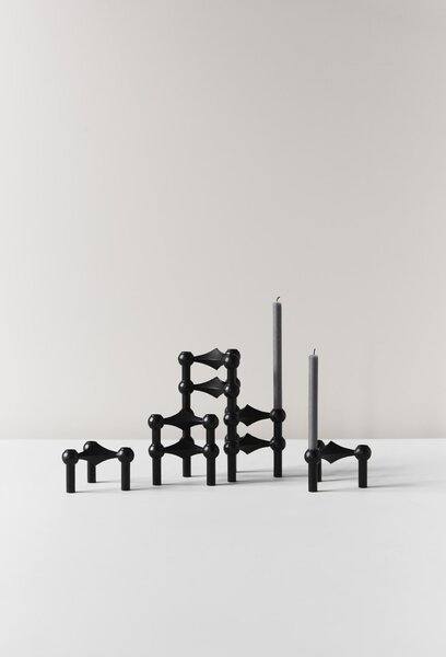 Designový svícen STOFF Nagel Black – set 3 ks