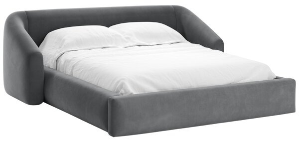 -25 % Dny MOMENTI– Cosmopolitan Design Šedá sametová dvoulůžková postel Campi 160 x 200 cm s úložným prostorem