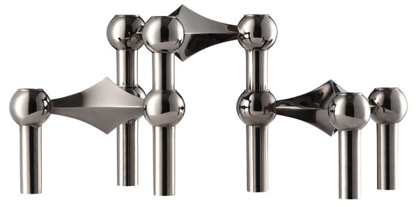 Designový svícen STOFF Nagel Black Chrome – set 3 ks