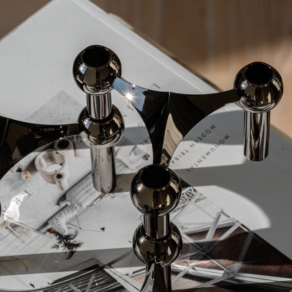 Designový svícen STOFF Nagel Black Chrome