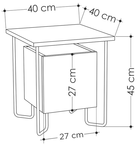 NOČNÍ STOLEK K POSTELI, bílá, 40/45/40 cm Livetastic - Online Only noční stolky, Online Only