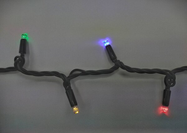 Venkovní LED vánoční řetěz PROFI, černý kabel, různobarevná, 10m, 100 LED