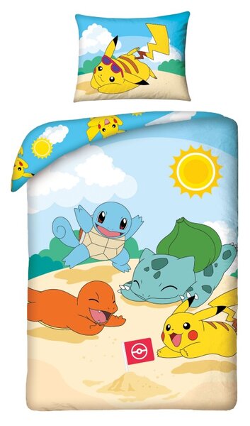 HALANTEX Povlečení Pokémon pláž Bavlna, 140/200, 70/90 cm