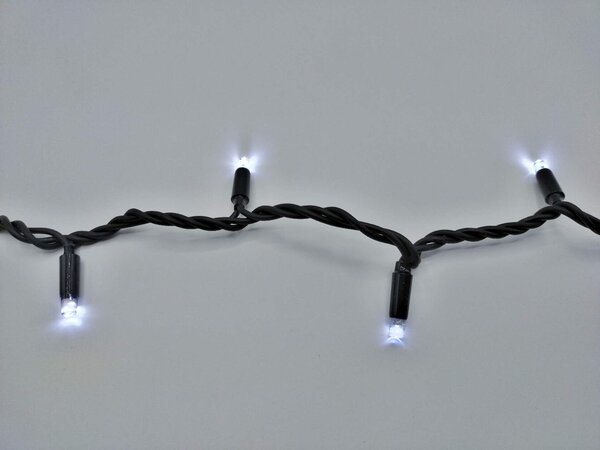 Venkovní LED vánoční řetěz PROFI, černý kabel, studená bílá, 10m, 100 LED