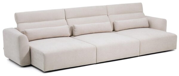 Kave Home Béžová šestimístná pohovka Lares 410 cm s elektrickým posuvem