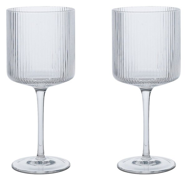 FERM LIVING Skleničky na červené víno Ripple, Clear, sada 2 kusů